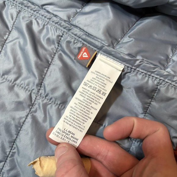 L.L. Bean Packaway Jacket Mens Medium Orange Primaloft Insulated Lightweight Zip - Picture 4 of 14